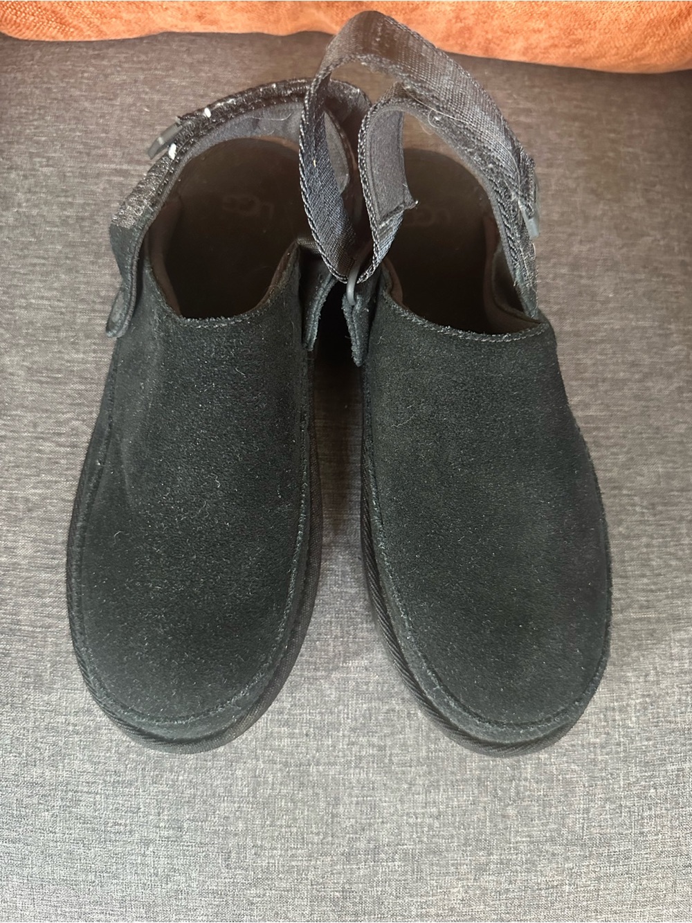 UGG Kids Black Suede Moccasin Slip-Ons